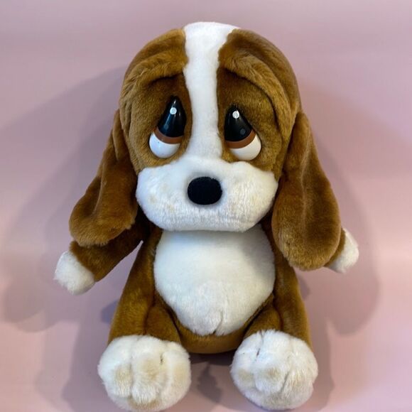 applause Other - Sad Sam Puppy Dog White Brown 12" Plush Toy Stuffed Animal Non Working Voice Box